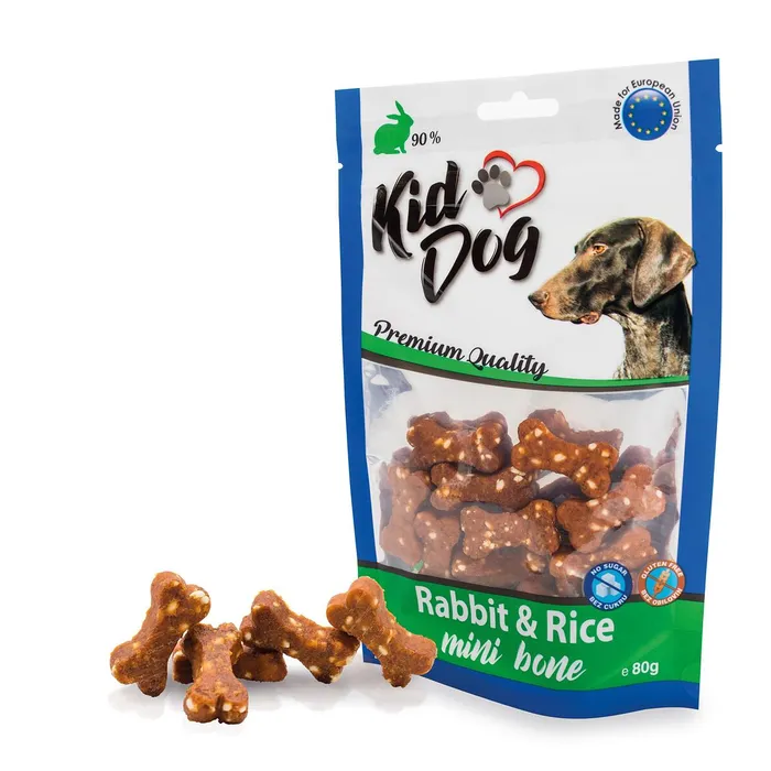 Hauptproduktbild KIDDOG králičí maso s rýží MINI kostičky 80 g