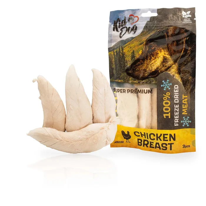 Hauptproduktbild KIDDOG SUPER PREMIUM 100% kuřecí celá prsa sušená mrazem 50 g (3-4 ks)