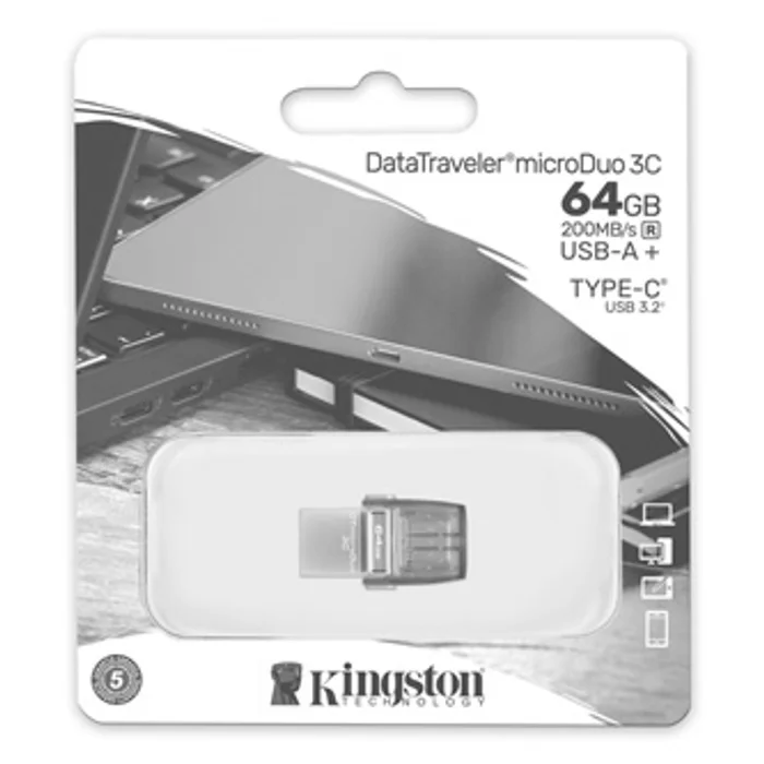 Hauptproduktbild Kingston USB flash disk OTG, USB 3.0 (3.2 Gen 1), 64GB, Data Traveler microDuo3 G2, stříb