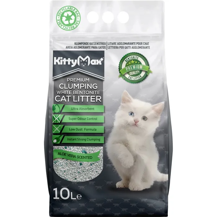 Hauptproduktbild KITTYMAX hrudkující, bezprašný bílý bentonit ALOE VERA 10 l