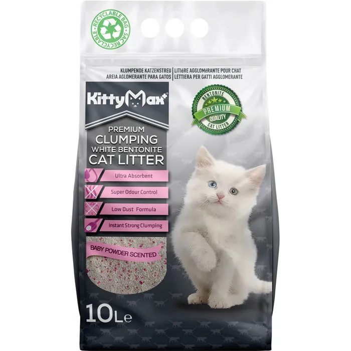 Hauptproduktbild KITTYMAX hrudkující, bezprašný bílý bentonit BABY POWDER 10 l