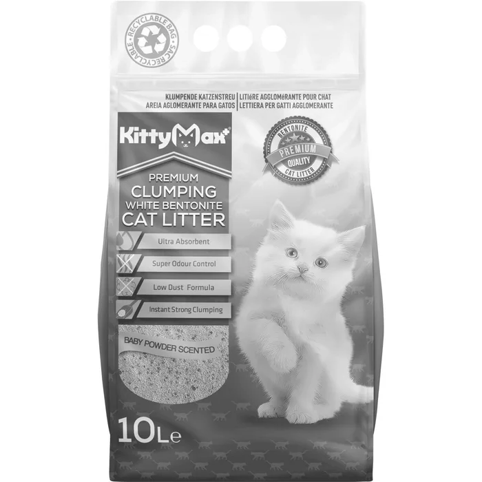 Hauptproduktbild KITTYMAX hrudkující, bezprašný bílý bentonit BABY POWDER 10 l