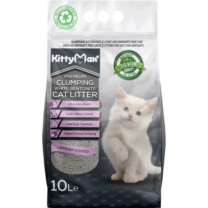 Hauptproduktbild KITTYMAX hrudkující, bezprašný bílý bentonit LAVENDER 10 l
