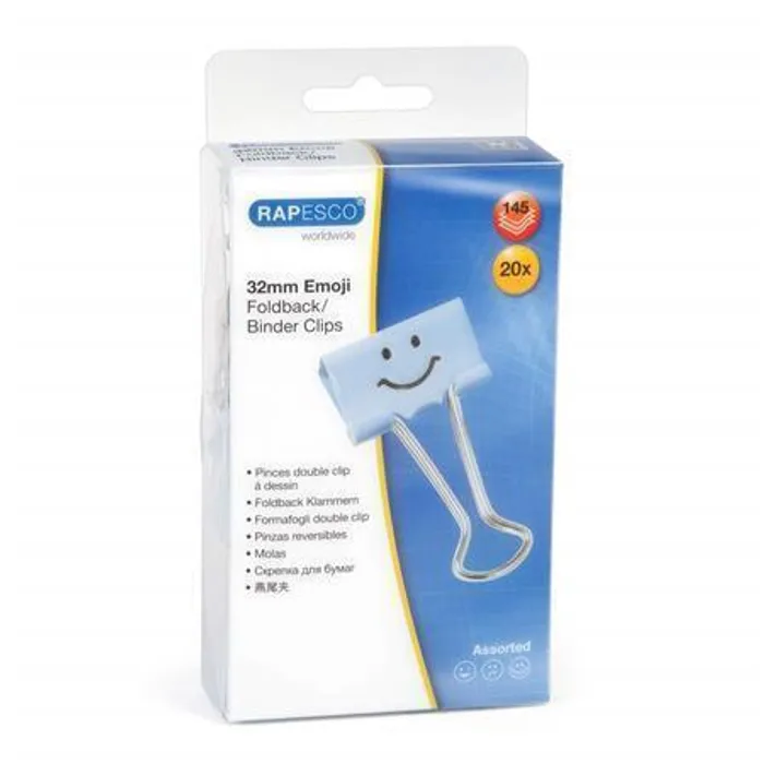 Hauptproduktbild Klipy na dokumenty "Emoji", modrá, 32 mm, RAPESCO