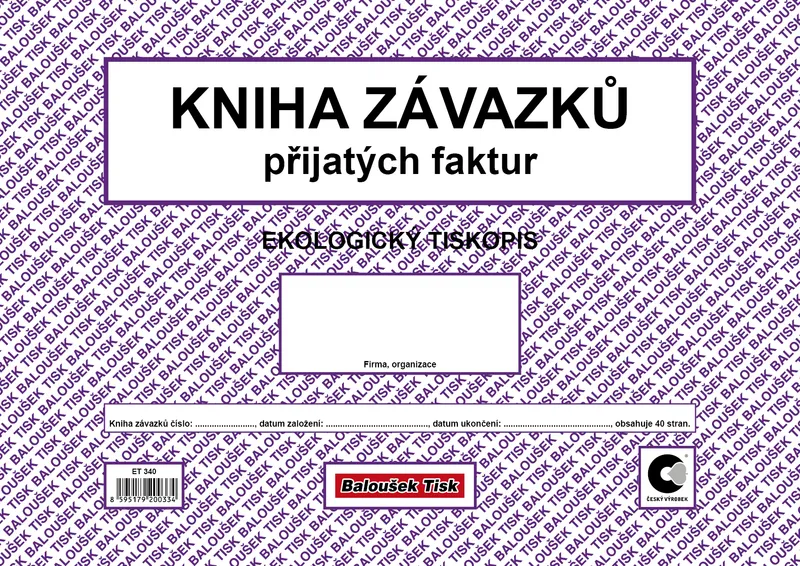 Hauptproduktbild Kniha závazků přijatých faktur ET340