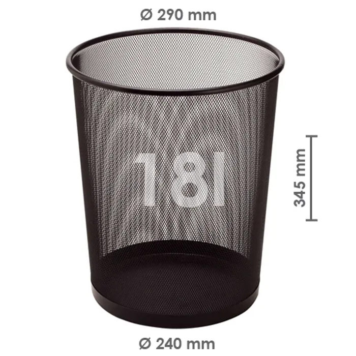 Hauptproduktbild Koš drátěný na odpadky, černý, 18 l