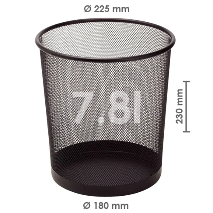Hauptproduktbild Koš drátěný na odpadky, černý, 7,8l