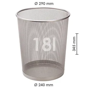 Draht-Abfalleimer, silber, 18 l