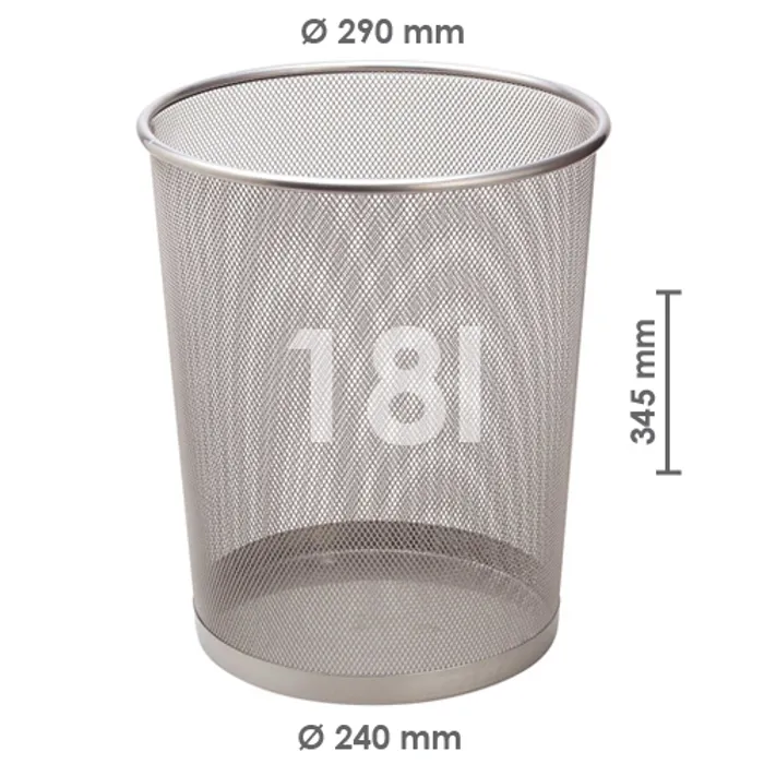 Hauptproduktbild Koš drátěný na odpadky, stříbrný, 18 l