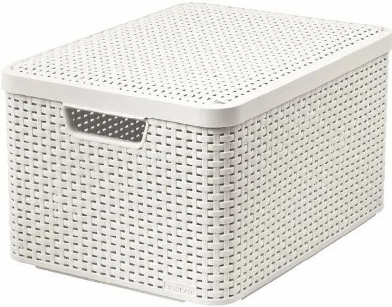 Hauptproduktbild Košík, umělý ratan, s víkem, 30 l, krémový, CURVER