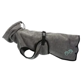 Badeanzug / Bademantel für Hunde, grau M: 50 cm, Taille: 60-76 cm