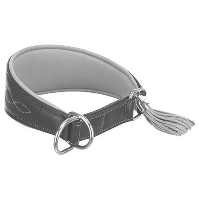 Hauptproduktbild Kožený obojek ACTIVE Comfort pro chrty - černá/šedá S-M:33-42cm/60mm