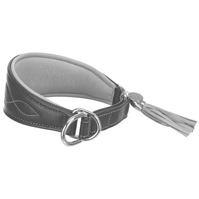 Hauptproduktbild Kožený obojek ACTIVE Comfort pro chrty - černá/šedá XS-S:24-31cm/50mm