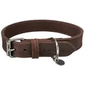 Lederhalsband RUSTIC - dunkelbraun M: 37-44cm/25mm