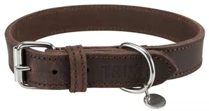 Lederhalsband RUSTIC - dunkelbraun M-L: 42-48cm/25mm