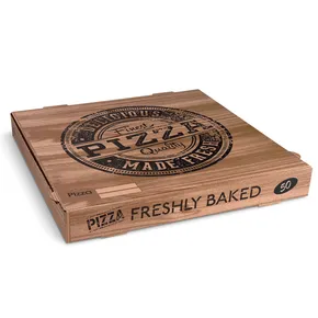 Pizzakarton (aus Mikrowellpappe) H4 kraft bedruckt 50 x 50 x 5 cm [100 St.]
