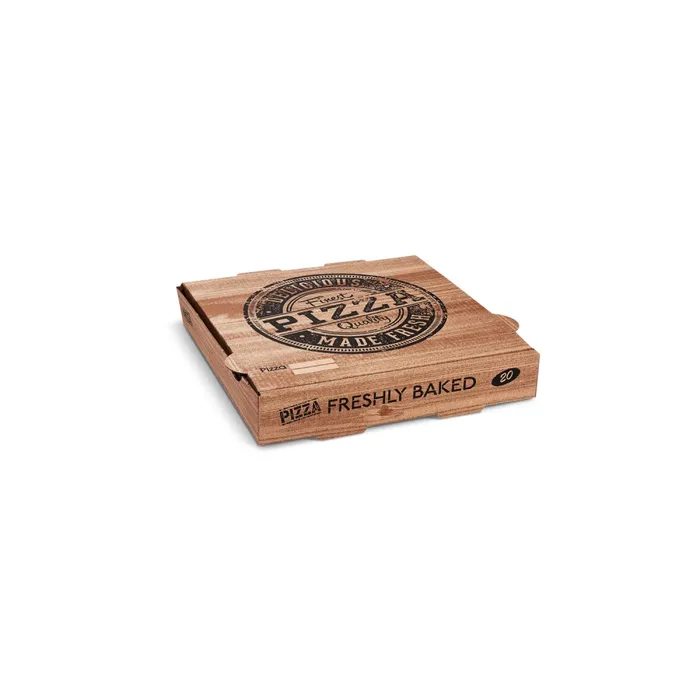 Hauptproduktbild Krabice na pizzu (mikrovlnitá lepenka) kraft 20 x 20 x 4 cm [100 ks]