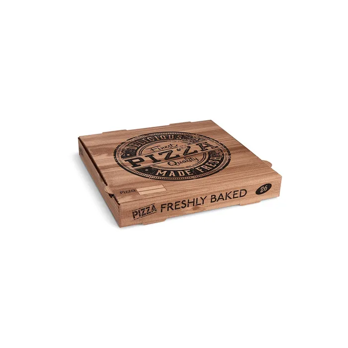 Hauptproduktbild Krabice na pizzu (mikrovlnitá lepenka) kraft 26 x 26 x 4 cm [100 ks]