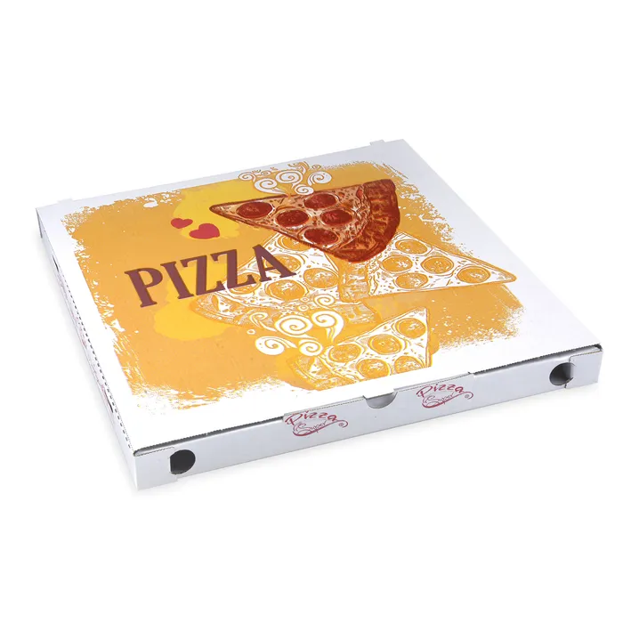 Hauptproduktbild Krabice na pizzu z vlnité lepenky 34 x 34 x 3 cm [100 ks]