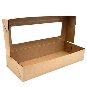 KRAFT-Kuchenschachtel mit Sichtfenster 13 × 33 × 6 cm [50 Stk.]