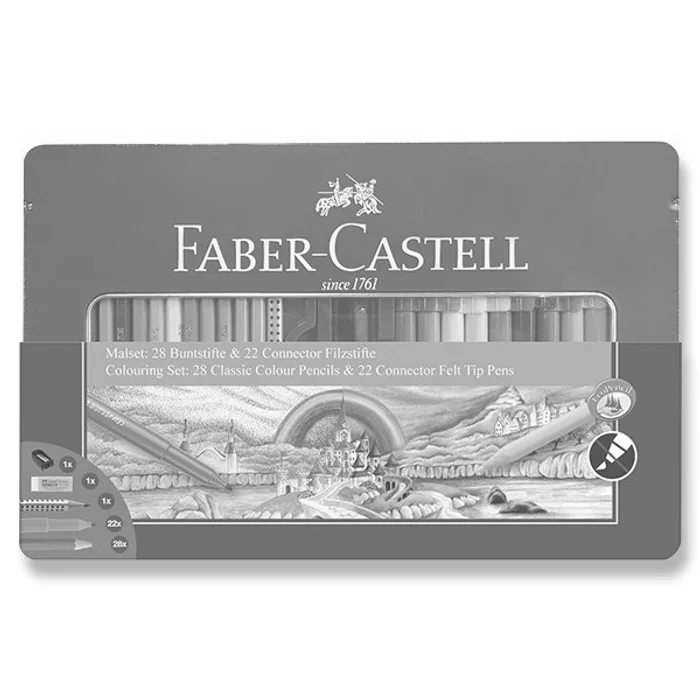 Hauptproduktbild Kreativní sada Faber-Castell - fixy Connector a pastelky 50 kusů