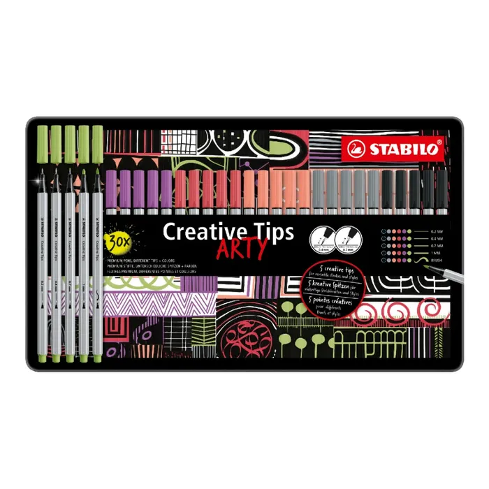 Hauptproduktbild Kreativní set STABILO Creative Tips ARTY 30 ks sada PASTEL - 6 různých barev