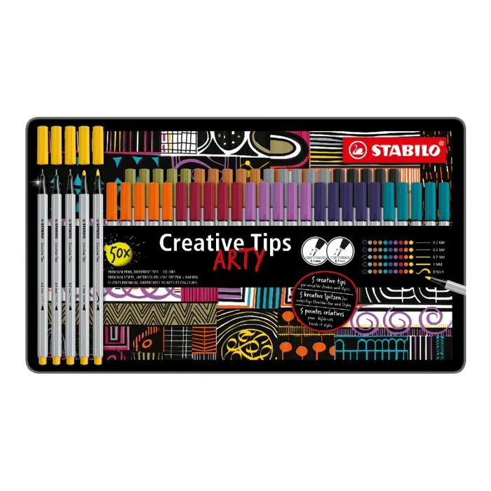 Hauptproduktbild Kreativní set STABILO Creative Tips ARTY 50 ks sada URBAN - 10 různých barev