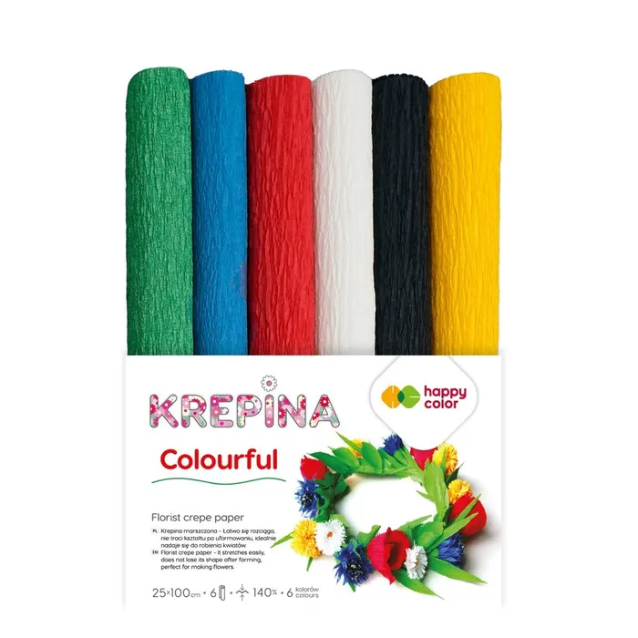 Hauptproduktbild Krepový papír Happy Color 25x100 cm - mix 6 barev Barevné