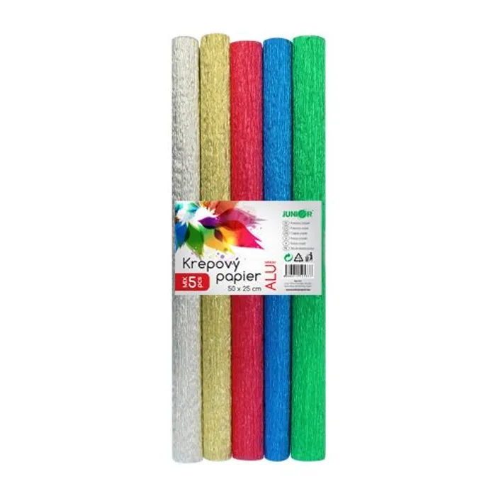 Hauptproduktbild Krepový papír - sada 5 barev ALU rozměr 25 x 50 cm