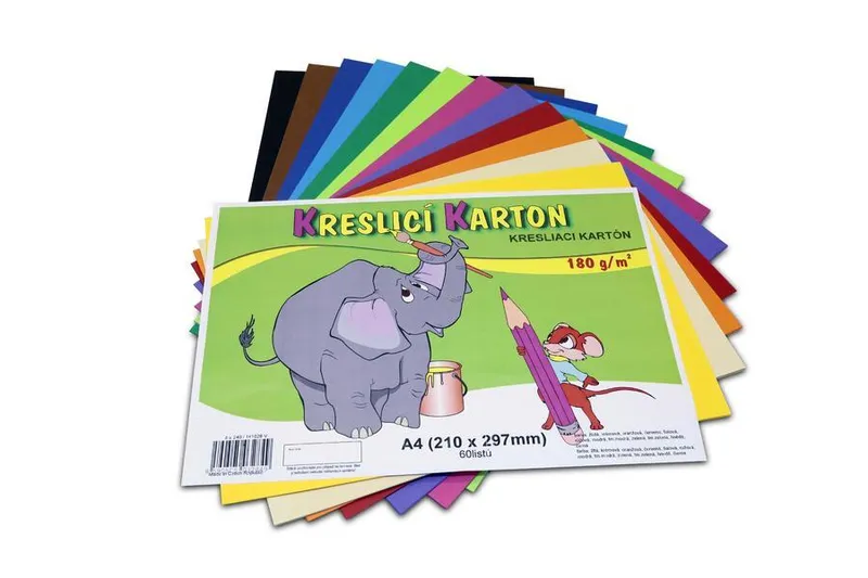 Hauptproduktbild Kreslící karton A4-180g mix 12 barev [60 listů]