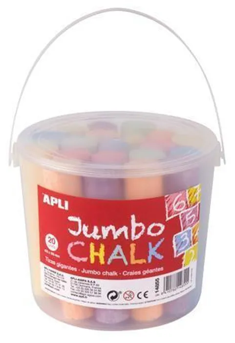 Hauptproduktbild Křída na chodník, mix barev, kulatá, jumbo, 20 ks, APLI