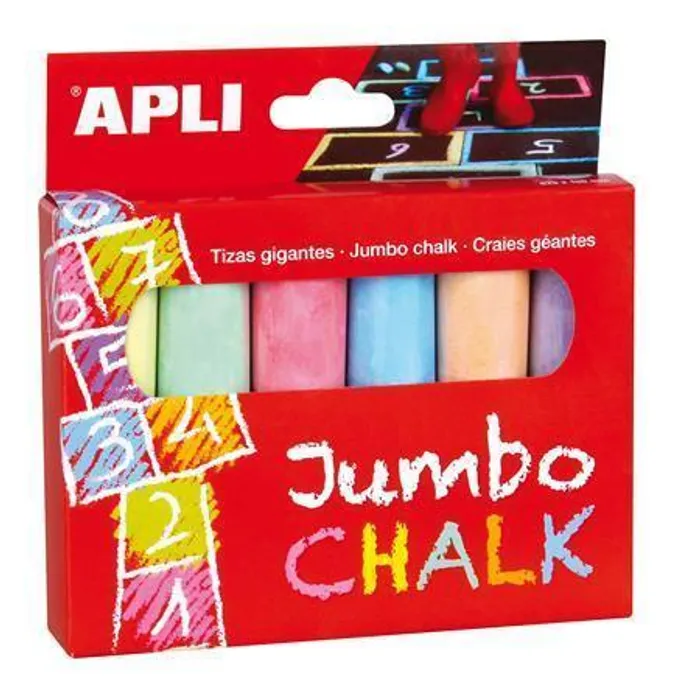 Hauptproduktbild Křídy, 6 barev, kulaté, jumbo, APLI