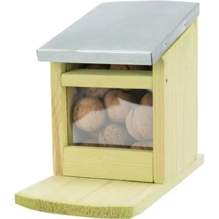 Hauptproduktbild Krmná stanice pro veverky 12 x18 x 24 cm, přírodní borové dřevo/kov
