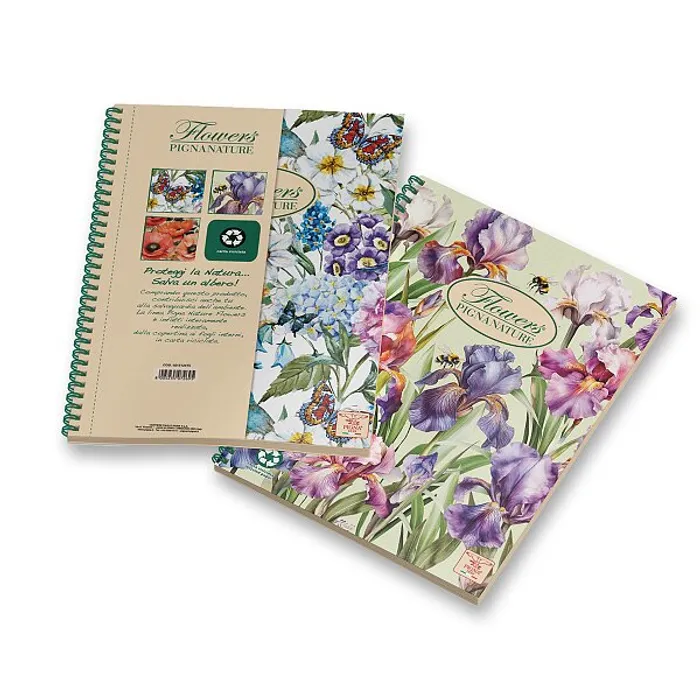 Hauptproduktbild Kroužkový blok Pigna Nature Flowers A4, čtverečkovaný, 135 listů, mix motivů