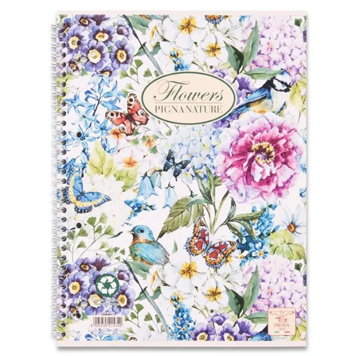 Hauptproduktbild Kroužkový blok Pigna Nature Flowers A4, čtverečkovaný, 60 listů, mix motivů
