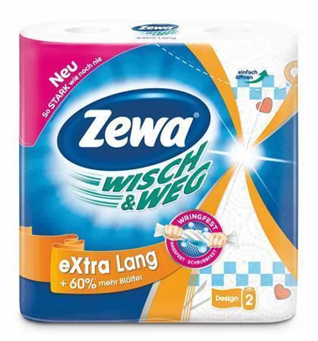 Hauptproduktbild Kuchyňské utěrky "Wisch&Weg extra lang", 2vrstvé, 2 role, ZEWA