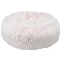 HARVEY Rundbett 50 cm, weicher Bezug mit Langflor, weiß/rosa