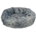 Rundes Bett YELINA 55 cm langer Plüschflor, schwarz/grau