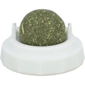 Katzenminzeball in selbstklebender Halterung, 5 cm, weiß/grün