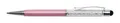 Kugelschreiber mit Touchpen-Funktion und weißen Kristallen „MADE WITH SWAROVSKI ELEMENTS“, rosa, 14 cm