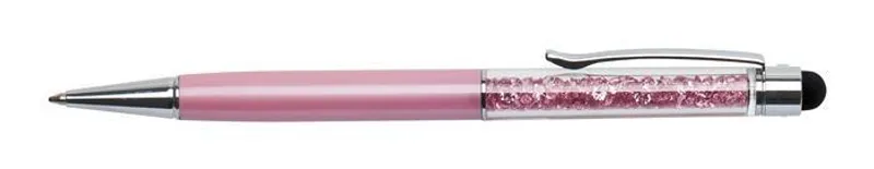 Hauptproduktbild Kuličkové dotykové pero s růžovými krystaly "MADE WITH SWAROVSKI ELEMENTS", růžová, 14 cm