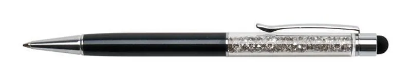 Hauptproduktbild Kuličkové dotykové pero se stříbrnými krystaly "MADE WITH SWAROVSKI ELEMENTS", černá, "MAD