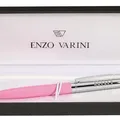 Weiteres Produktbild Kugelschreiber "Tagliato", blau, drehbar, lackierter rosa Korpus, verchromter Clip, ENZO VAR