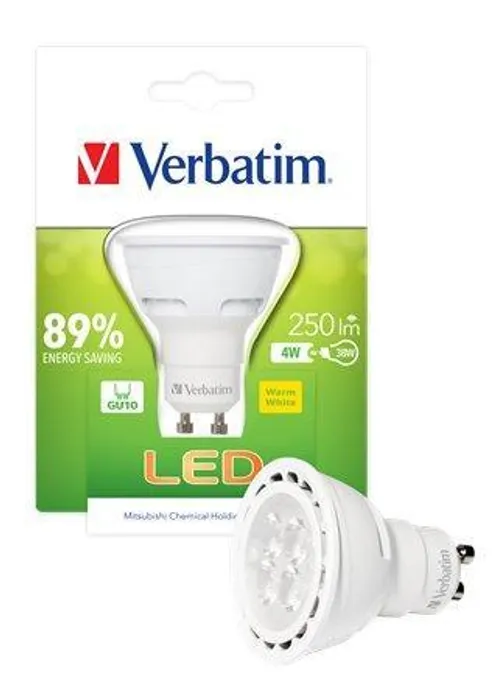 Hauptproduktbild LED žárovka, teplá bílá, PAR16, GU10, 250lm, 4W, 2700K, VERBATIM