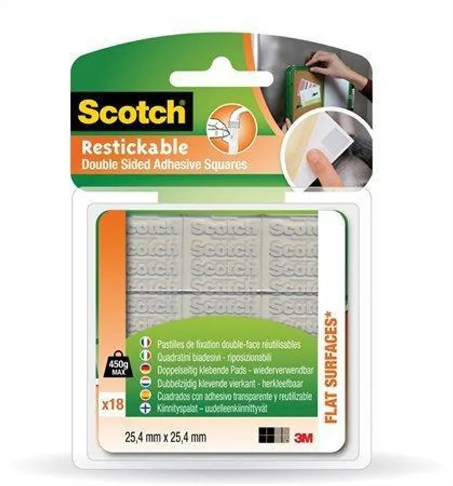 Hauptproduktbild Lepicí čtverečky, oboustranné, snímatelné, 3M SCOTCH