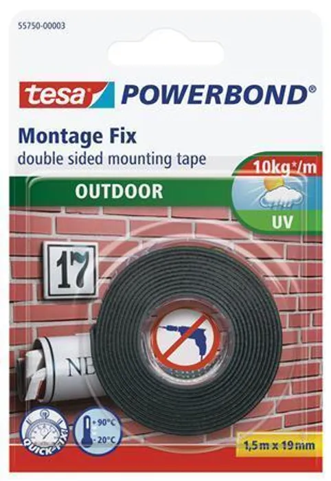 Hauptproduktbild Lepicí páska "Powerbond 55750", oboustranná, pro exteríer, 19 mm x 1,5m, TESA