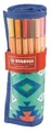 Liner - Set "Point 88 Festival Spirit", 0,4 mm, in turquoise rolling case, STABILO