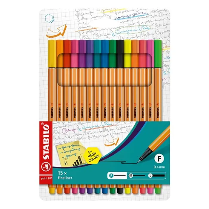 Hauptproduktbild Liner STABILO point 88 15 ks Sada včetně 5 Neon Barev