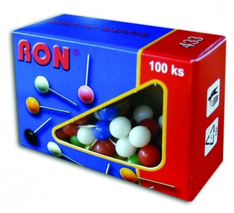 Hauptproduktbild Mapové špendlíky s barevnou kulatou hlavičkou RON 433 [100 ks]