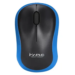 Marvo Maus DWM100BL, 1000DPI, 2.4 [GHz], Optik, 3Tas., schnurlos, schwarz-blau, 1 Stk AAA, fürs Büro